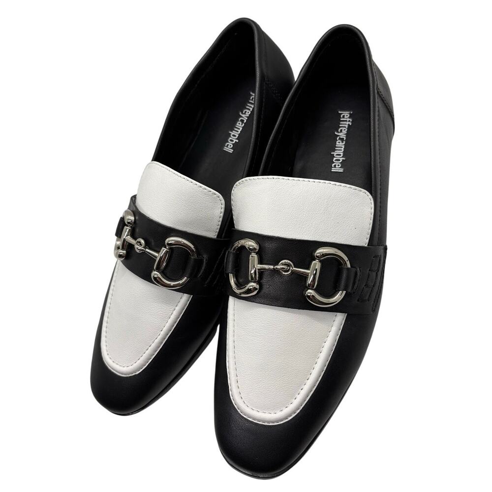 Jeffrey Campbell Two Tone Black White Horsebit Loafers Slip On Shoes 9.5